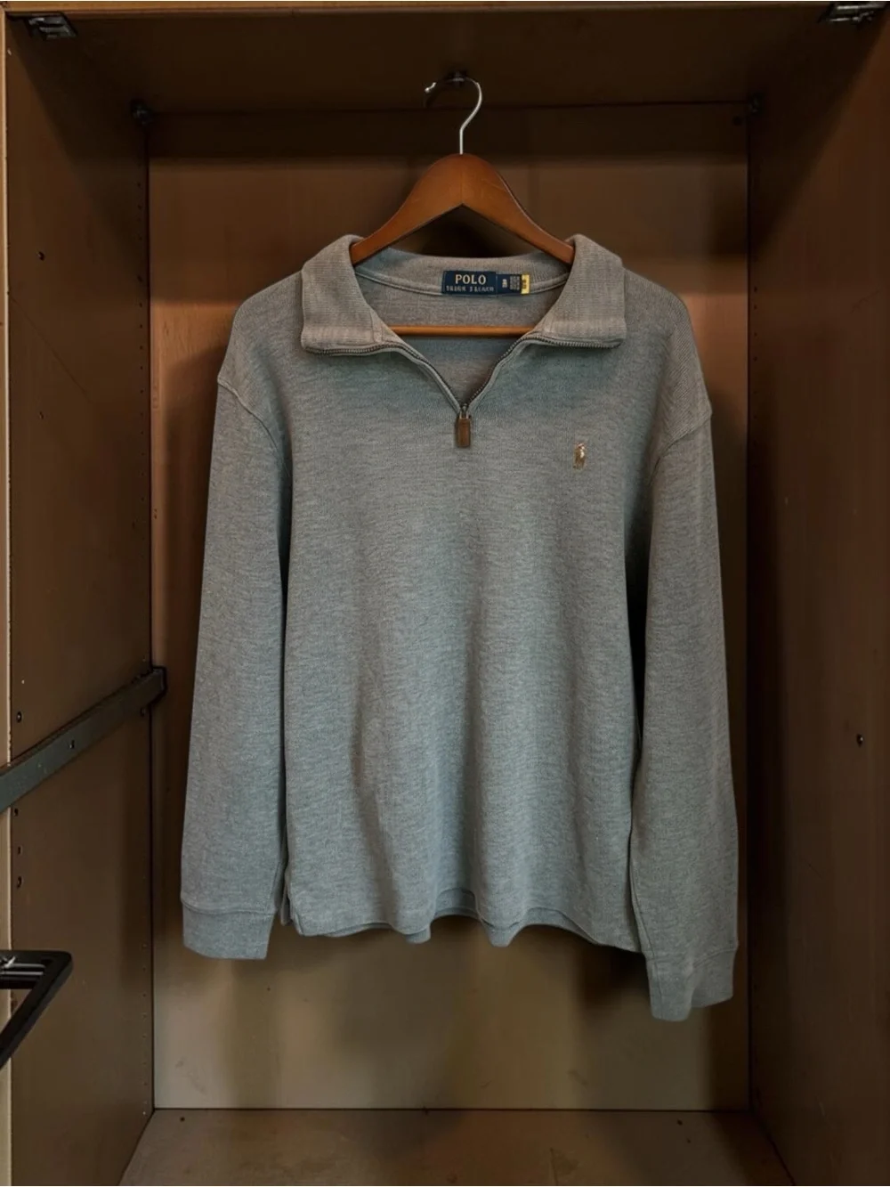 Polo Ralph Lauren Men’s XL Gray Cotton Quarter Zip Pullover Pony